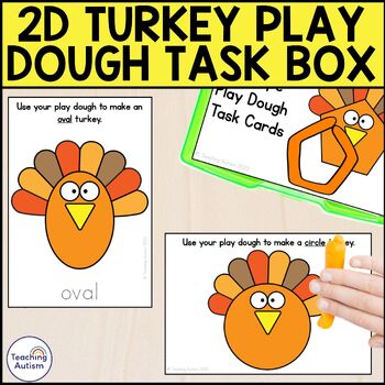 Preview of 2D Shape Turkey Play Dough | Fall Play Dough Task Box