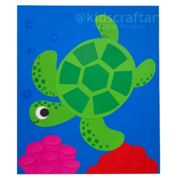 Preview of 2D Shape Under the Sea Turtle Craft Ocean Habitat Animals Summer Crafts Board