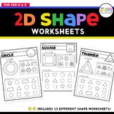 2D Shape Worksheets - 13 Different Shapes - Identification