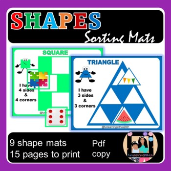 Preview of 2D Shape sorting Mats for Math centers| Shape Identify & Sorting Mats