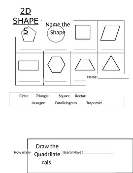 2d shape worksheet for second grade by durden elementary