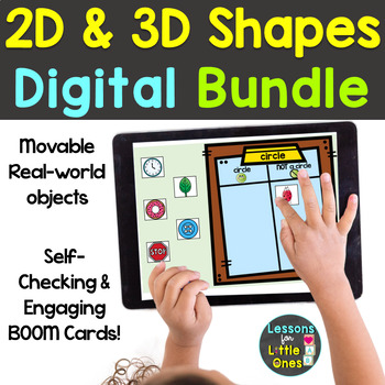 Preview of 2D Shapes & 3D Shapes Sort Digital Boom Cards Bundle Shape Sorting Activities