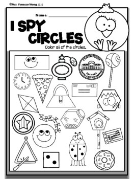 2D Shapes Activities and Worksheets for Kindergarten. I Spy the Shapes.