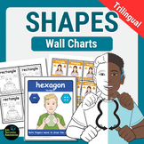 2D Shapes Anchor Charts Trilingual Vocabulary Posters ASL 