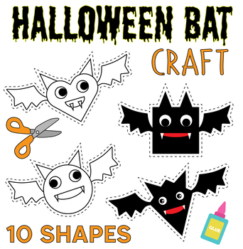 Preview of 2D Shapes Bat Crafts : Halloween Math Crafts | Halloween Bulletin Board Sheets