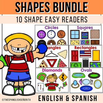 Preview of 2D Shapes Book BUNDLE (10 Books) | Leveled Easy Readers (English & Spanish)