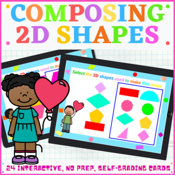 Preview of Composing 2D Shapes Boom Cards Digital Math Task Cards 1st Grade Math