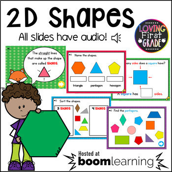 Preview of Math Geometry 2D Shapes Plane Shapes Boom Cards Digital Task Cards