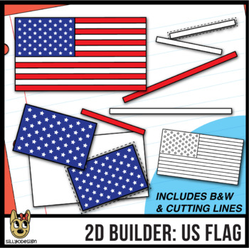 Preview of 2D Shapes: Build An American Flag -Rectangles- cutting lines included - clip art