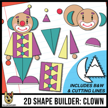 Preview of 2D Shapes: Build A Clown - cutting lines included - Clip Art