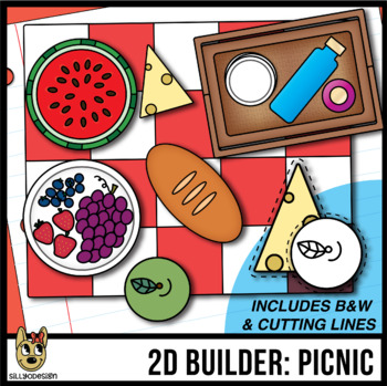 2D Shapes Builder: Picnic - cutting lines included - clip art | TpT