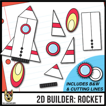 Preview of 2D Shapes: Build A Rocket - cutting lines included - clip art