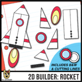 2D Shapes: Build A Rocket - cutting lines included - clip art