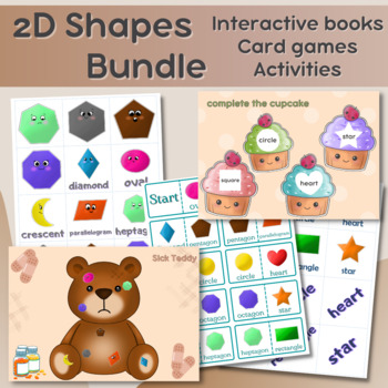 Preview of 2D Shapes Bundle Interactive Busy book card games activities