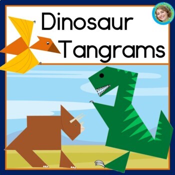 Preview of Dinosaurs Printable Tangrams Congruent 2D Shapes Math Center and Worksheets
