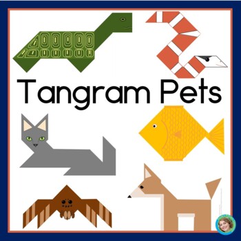 Preview of Pet Printable Tangrams Congruent 2D Shapes Math Center and Worksheets
