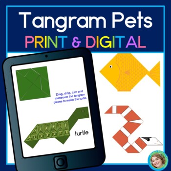 Preview of Pet Printable & Digital Tangrams Congruent 2D Shapes Math Puzzles Brain Teasers