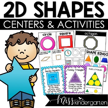 Preview of Kindergarten 2D Shapes Centers and Worksheets Shape Tracing Activities