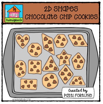 Preview of 2D FUN Chocolate Chip Cookies Shapes {P4 Clips Trioriginals Digital Clipart}