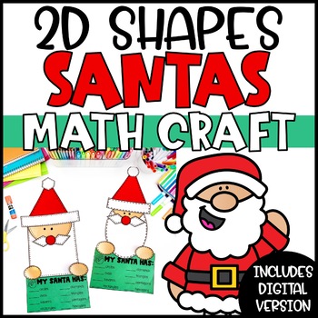Preview of 2D Shapes Christmas Math Craft | Geometry Santa Math Craft