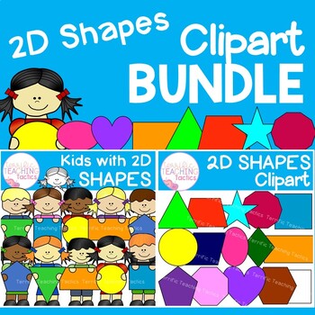 Preview of 2D Shapes Clip Art Bundle - Kids With 2D Shapes 