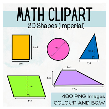Preview of 2D Shapes Clipart Bundle (Imperial) - 480 B&W and Colour PNG Images