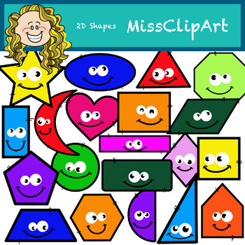 Preview of 2D Shapes Clipart (Color and B&W){MissClipArt}
