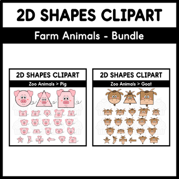 Preview of 2D Shapes Clipart - Farm Animals - Bundle