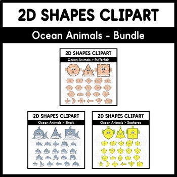 Preview of 2D Shapes Clipart - Ocean Animals - Bundle