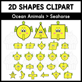 Preview of 2D Shapes Clipart - Ocean Animals > Seahorse