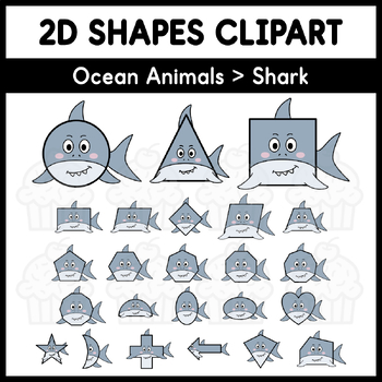 Preview of 2D Shapes Clipart - Ocean Animals > Shark