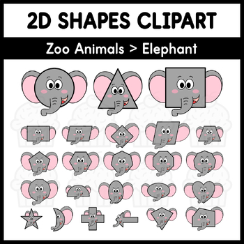 Preview of 2D Shapes Clipart - Zoo Animals > Elephant