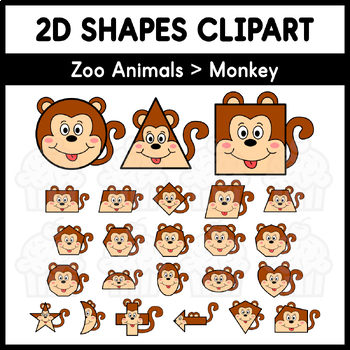 Preview of 2D Shapes Clipart - Zoo Animals > Monkey