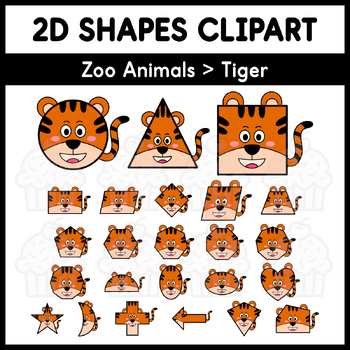 Preview of 2D Shapes Clipart - Zoo Animals > Tiger