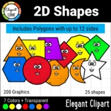 2D Shapes Clipart set with Polygons up to 12 sides