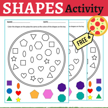 Preview of 2D Shapes Color The Pizza ,Worksheet