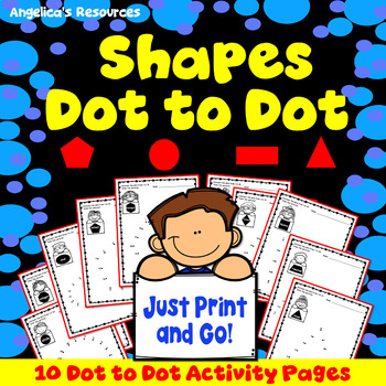 Preview of 2D Shapes Connect the Dots Math Worksheets | Dot to Dot Coloring Pages | Trace