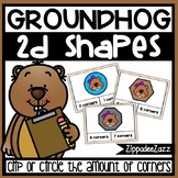 2D Shapes Corner Task Cards Groundhog Theme