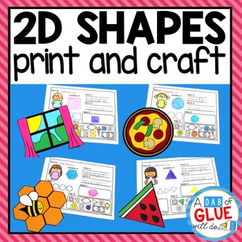 Preview of 2D Shapes Worksheets and Shapes Craft Bundle