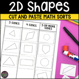 2D Shape Sorts - 2D Shapes Cut and Pastes - Shapes Worksheet