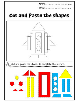 2D Shapes Cutting Skills worksheet-2D Shapes activity -Scissor skills