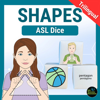 Preview of 2D Shapes Dice Game Trilingual Printable Vocabulary Game Sign Language Spanish