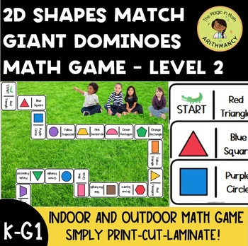 Preview of 2D Shapes Dominoes Math Game Whole Class Activity Morning Work Outdoor Activity