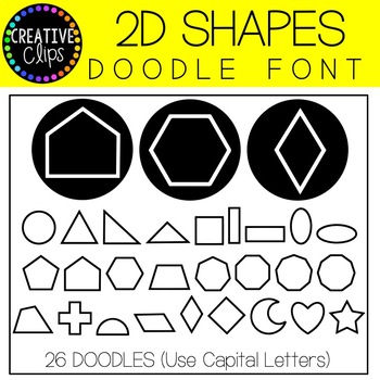 Preview of 2D Shapes Doodle FONT {Creative Clips Clipart}