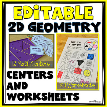 2D Shapes EDITABLE Geometry Centers and Worksheets by Hanging Around in ...