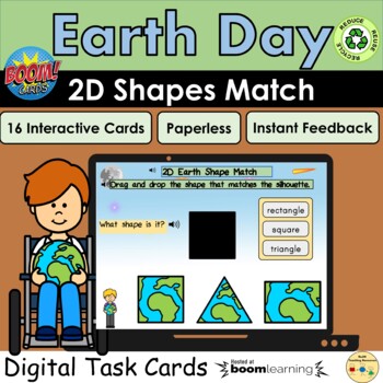 Preview of 2D Shapes Earth Day Match Silhouettes Shadow Visual Perception Boom Cards™ 