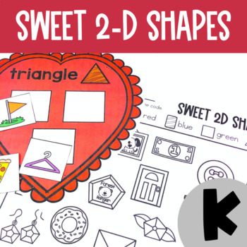 Preview of 2D Shapes  - February Kindergarten Math Center (Valentine's Day)