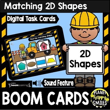 Preview of 2D Shapes First Grade Construction Theme BOOM Cards