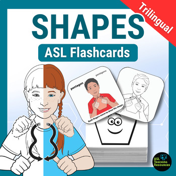 Preview of 2D Shapes Flashcards Sign Language for Kids Shape Visual Vocabulary Card Spanish