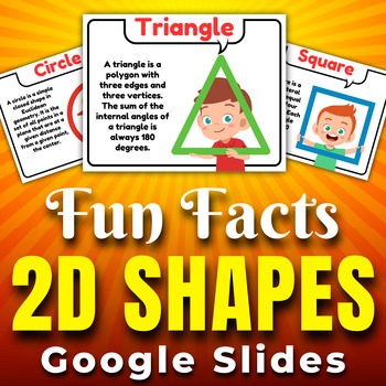 Preview of 2D Shapes Fun Facts Flashcards, Cute illustrations math Geometry